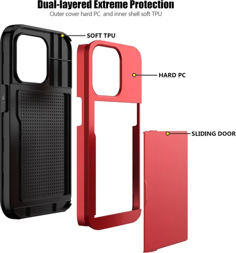 Vista 207 de Nvollnoe - Funda para iPhone 14 con tarjetero [tienda de 5 tarjetas] Negro - Almacenamiento más grande