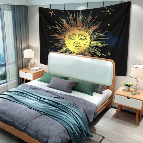 Vista 5 de VENTIMI Tapiz de sol para colgar en la pared, mantel con ojos espaciales, decoración de pared para dormitorio, sala de estar, exterior e