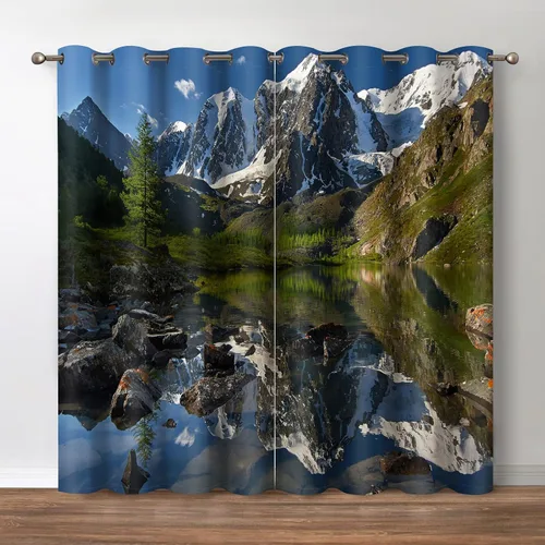 Vista 16 de Jekeno Cortinas opacas para oscurecer la habitación, con ojales, para ventana, atardecer, océano hawaiano, playa, tropical, palmera, decoración