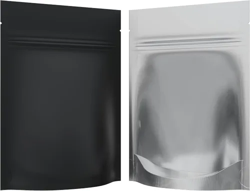 Vista 28 de Bolsas de barrera estilo Mylar – Cremallera con sellado térmico – 100 bolsas (negro brillante/transparente, 0.04 oz - 3 x 4.5 pulgadas)