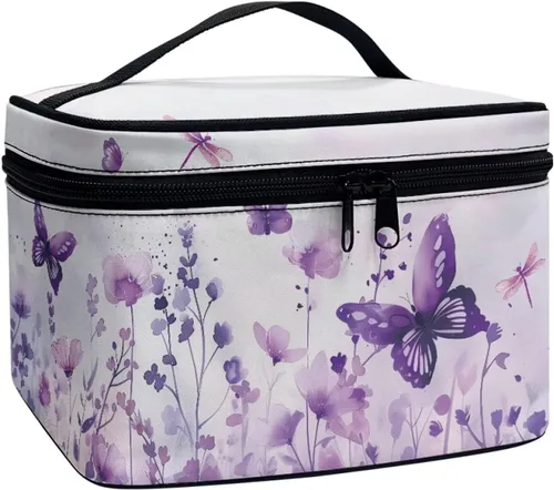 Vista 50 de doginthehole Bolsa de maquillaje, bolsa de cosméticos de viaje, bolsa de aseo portátil grande, organizador de accesorios para mujeres y niñas