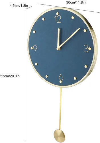 Vista 7 de Reloj de pared de péndulo moderno, reloj de pared grande para sala de estar, funciona con pilas, reloj de pared de péndulo silencioso para el hogar
