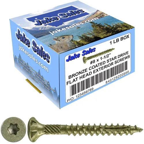 Vista 235 de 8 x 1 revestimiento exterior recubierto de bronce, tornillo de madera multiusos compatible con ACQ, cabeza plana Torx/Star Drive de 1 libra, 288