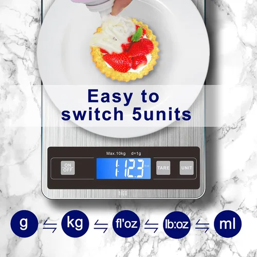 Vista 3 de hito Báscula de alimentos de 22 libras, báscula digital de cocina con carga dual tipo C y batería, precisión de 1 g/0.1 oz, pantalla LCD
