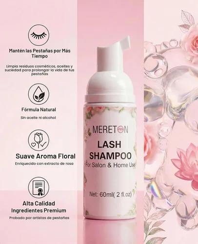 Vista 3 de Kit de champú para extensiones de pestañas, limpiador de extensiones de pestañas, limpiador de pestañas, kit de limpieza de pestañas para racimo