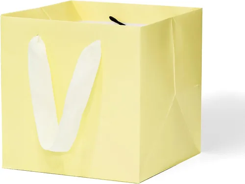 Vista 8 de Bolsa de regalo de papel naranja de 4 pulgadas Caja de papel Bolsas de papel kraft pequeñas con fondo cuadrado con asas para boda, baby shower