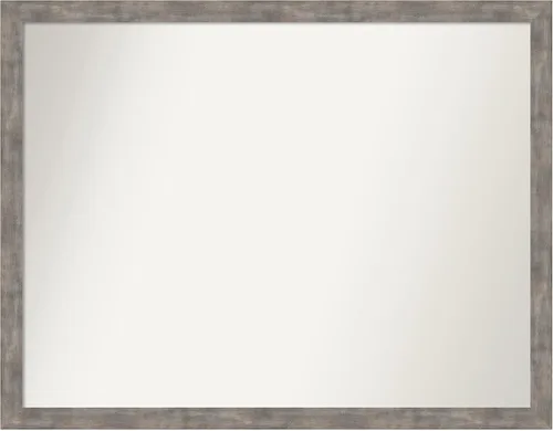 Vista 145 de Amanti Art Silver Bathroom Mirror for Over Sink, 26x45 Custom Made Marred Pewter Rectangle Vanity Mirror, Oversize Casual Wood Frame, Hangs Estaño