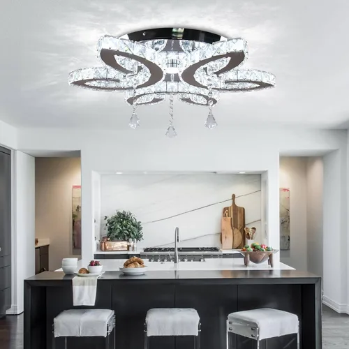 Vista 4 de FRIXCHUR Lámpara de techo LED de cristal regulable de 20.4 pulgadas