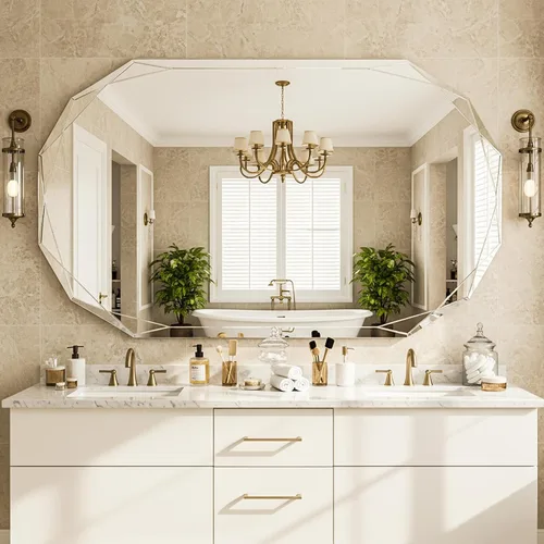 Vista 20 de Suidia Espejo de baño, espejo de pared de 20 x 20 pulgadas, espejo de baño sin marco con borde biselado para dormitorio, sala de estar, entrada