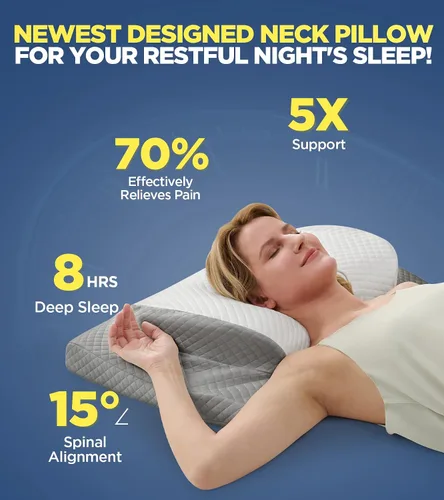 Vista 2 de Almohada cervical ultra cómoda para aliviar el dolor, almohada ajustable para dormir de lado que se ajusta perfectamente al hombro, almohada