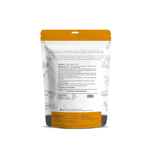 Vista 2 de Just Jaivik Polvo de henna (Lawsonia Inermis) para el cabello - 100% natural, certificado orgánico por la USDA por OneCert Asia, sin productos