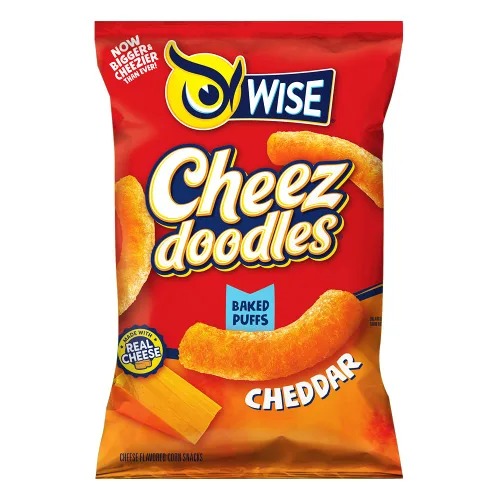 Vista 8 de Wise Snacks Cheez Doodles - Puffs horneados, queso cheddar real, 0.875 onzas (42 unidades), sin gluten