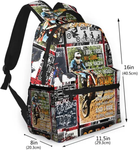 Vista 2 de Nerxy Mochila de motocicleta para niños y niñas, bolsa de regalo de bicicleta de regreso a clases, bolsa de libros de motocross, Moto, Mochilas