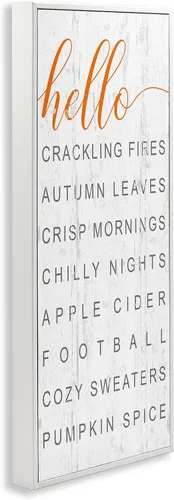 Vista 3 de Hello Fall Favorites Phrases' Framed Giclee Art Stupell Industries White, 10 x 24 Inches, Easy to Hang and Sturdy, Made in USA, by Jessica