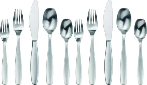 Vista 7 de Gourmet Settings Juego de cubiertos de acero inoxidable pulido, 60 piezas, 12 cubiertos de cocina, cuchillo, tenedor, cuchara