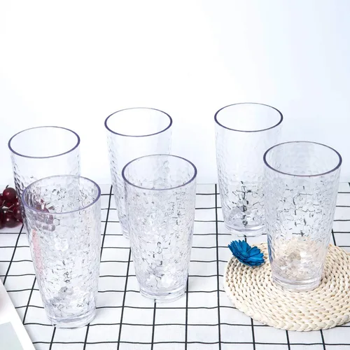 Vista 6 de KOXIN-KARLU Hammered - Vasos de plástico de 26 onzas, juego de 6 vasos acrílicos transparentes