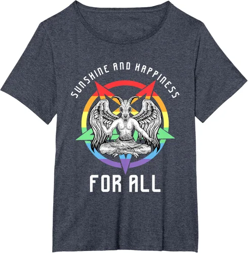 Vista 57 de Funny Sunshine and Happiness for All LGBT Gay Pride Baphomet Camiseta Negro