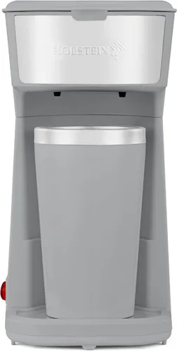 Vista 10 de Holstein Housewares Cafetera personal con taza de viaje de 14 onzas, máquina compacta de un solo toque con filtro reutilizable, apagado automático
