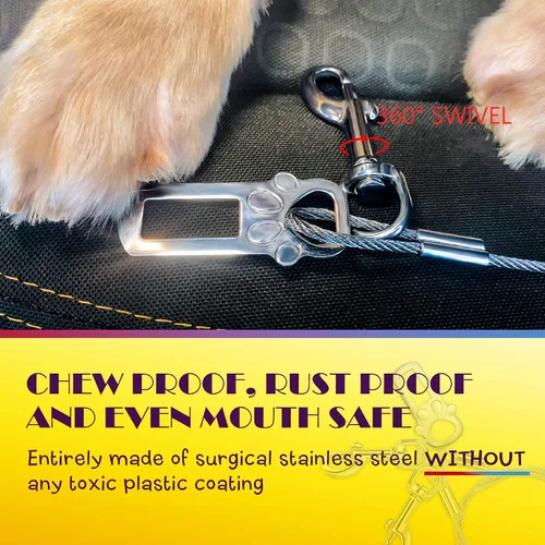 Vista 3 de Cinturón de seguridad para automóvil para perro sin masticar ni masticar, cinturón de seguridad para cachorros, con doble clip y cierre de fijación