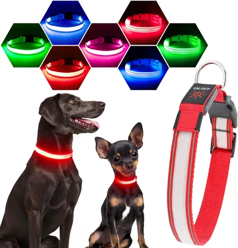 Vista 13 de Collares de perro con luz Visinite para perros pequeños, collar de perro LED recargable, collar de perro iluminado totalmente ajustable, collares