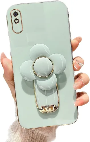 Vista 68 de Miagon - Funda con soporte para Xiaomi Redmi A1, galvanizado suave TPU protector delgado a prueba de golpes con molinete giratorio soporte de flores