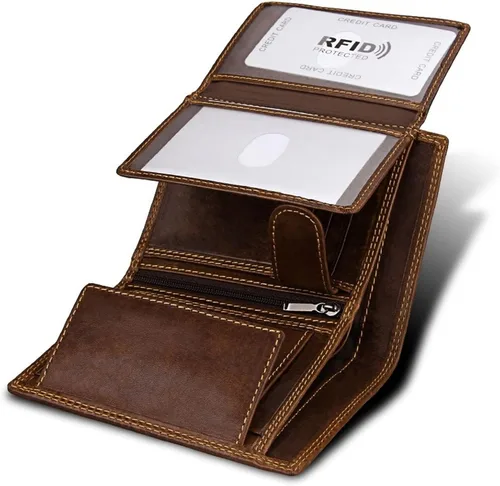 Vista 6 de TAUFE Men's Wallets, Men's Wallet Men's Wallet Vintage Card Holder Vertical Wallet