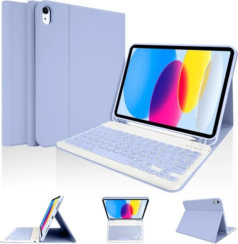 Vista 16 de LAMA Funda con Teclado Touchpad para iPad (A16) 11ª generación 2025/10ª generación 2022, funda tipo folio con soporte para lápiz, trackpad