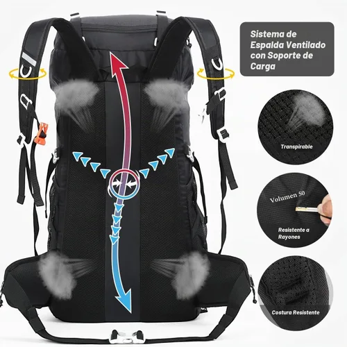 Vista 3 de HOMIEE 50L Hiking Backpack Travel Bag Waterproof Camping Rucksack