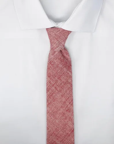 Vista 87 de Corbata delgada de algodón cambray para hombre, estilo desgastado texturizado - 2 1/2 pulgadas de ancho
