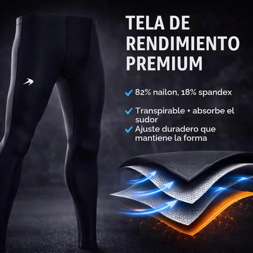 Vista 3 de CompressionZ Pantalones de compresión para hombre, para entrenamiento, deportes Leggings de capa base para correr Negro