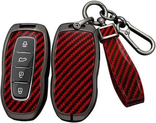 Vista 8 de ontto Funda de llave de automóvil de 4 botones compatible con Ford Equator 2022 2023, funda de metal con textura de carbono, carcasa elegante