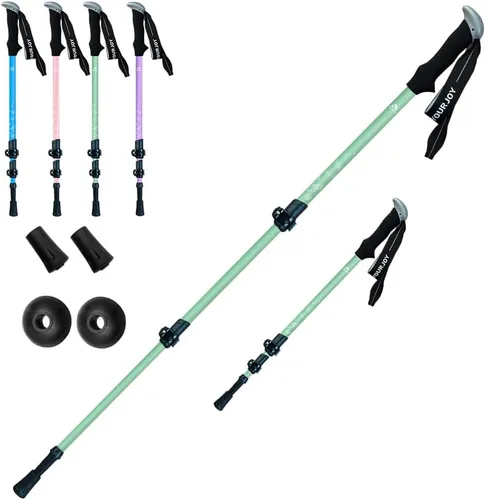Vista 6 de 2 Pack Kids Hiking Poles, Walking Stick for Trekking or Walking A-Kids-verde claro