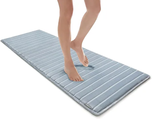 Vista 13 de Tapete de baño de espuma viscoelástica extra grueso, moderno, con infusión de carbón y base antideslizante GripTex, absorbente, de fácil cuidado