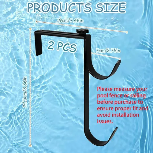 Vista 2 de 2 ganchos ajustables para postes de piscina, ganchos de metal para vallas, soporte de herramientas de piscina para postes telescópicos
