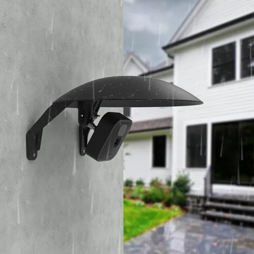 Vista 5 de Holicfun Cubierta de sombra de lluvia con soporte ajustable para cámara exterior, color negro (paquete de 2)