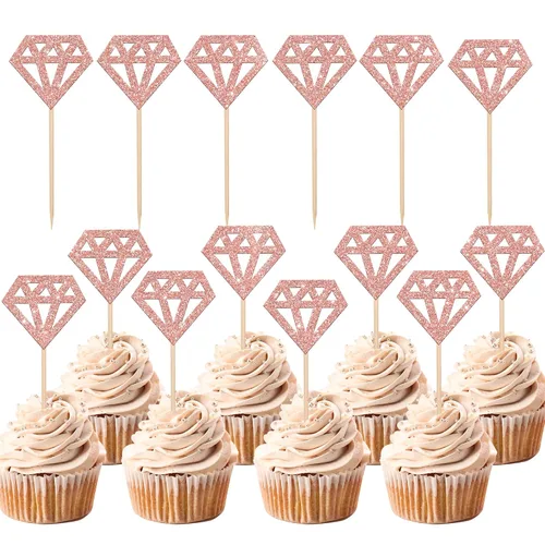 Vista 13 de 24 piezas de decoración para cupcakes con anillo de corazón, para despedida de soltera, bodas, compromisos, despedidas de soltera, suministros