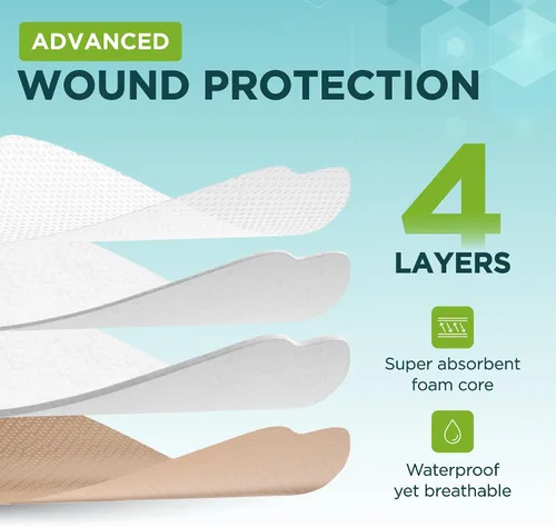 Vista 3 de Inspire Apósito de espuma de silicona sacra, vendajes grandes impermeables para heridas, quemaduras y úlceras de cama, seguro para pieles sensibles