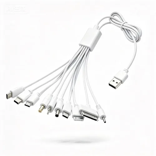 Vista 9 de Cable de carga USB universal múltiple 10 en 1 Negro