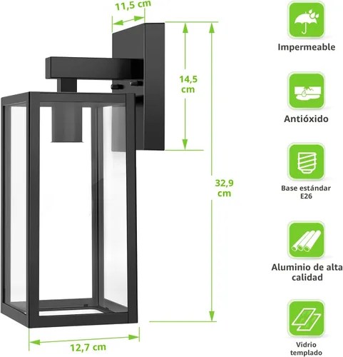 Vista 4 de MAXvolador Lámparas de pared al aire libre, linternas impermeables Negro