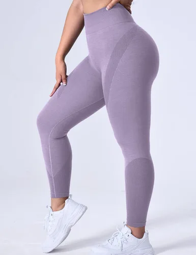 Vista 4 de YEOREO Leggings de entrenamiento de ozono sin costuras para mujer, cintura alta, levantamiento de glúteos, pantalones de yoga reciclados