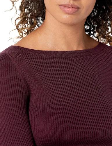 Vista 3 de Tienda Essentials - Suéter ligero y acanalado de manga larga con cuello bote para mujer
