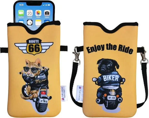Vista 40 de Tainada Funda Estuche Bolsa de Neopreno para Teléfono para Hombres y Mujeres con Correa Cruzada/Cordón para el Cuello para iPhone 17/16/15 Pro Max
