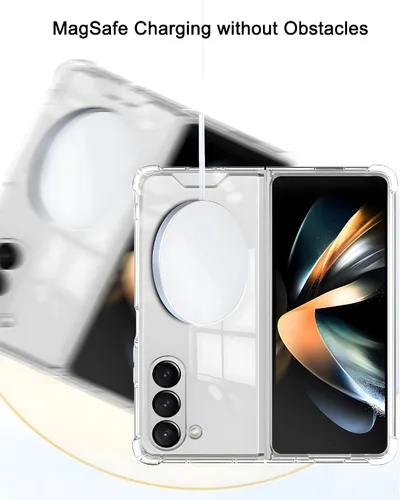 Vista 5 de Funda magnética transparente para Samsung Galaxy Z Fold 5 [compatible con accesorios MagSafe] Funda magnética delgada a prueba de golpes