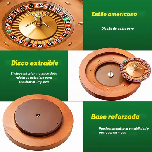 Vista 3 de Lunmon El juego de rueda de ruleta de madera de 20 pulgadas incluye rueda de madera maciza de 20 pulgadas con 4 bolas de ruleta de 47 x 23.6