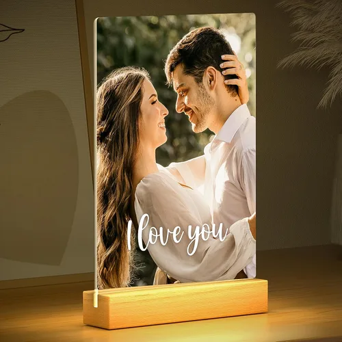 Vista 2 de Jkolalin Marcos de fotos personalizados con foto, marco de fotos personalizado con luz nocturna, marco de fotos personalizado, regalos