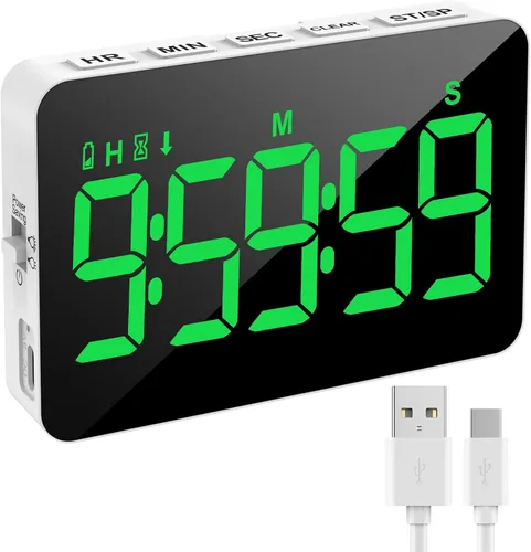 Vista 12 de Temporizador Digital Recargable de Cocina para Cocinar, Temporizadores Magnéticos con Cuenta Regresiva/Progresiva, Temporizador para Niños