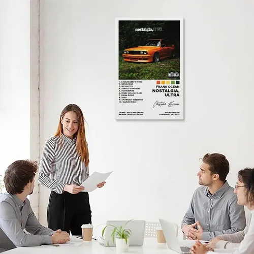 Vista 5 de WOODBU Frank - Póster de Nostalgia del Océano Ultra para portada de álbum, lienzo, arte de pared, póster de sala de estar, dormitorio, pintura de 12
