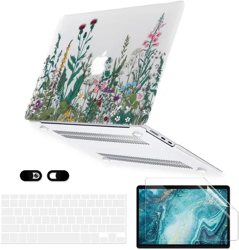 Vista 14 de Funda para MacBook Air de 13 pulgadas A1466 A1369 versión 2010-2017, 5 en 1 carcasa rígida de plástico, funda para teclado, protector de pantalla