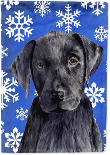 Vista 210 de Caroline's Treasures SC9374GF Bulldog English Snow flakes Holiday Garden Flag Buzón Bandera decorativa para patio exterior, patio, obras de arte