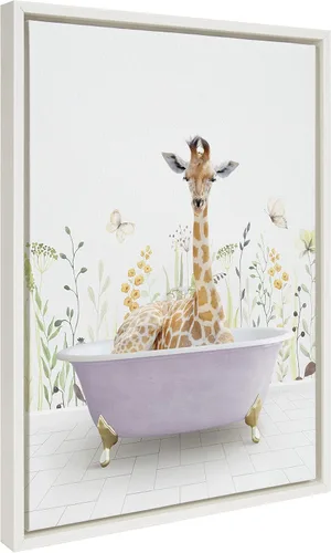 Vista 7 de Kate and Laurel Sylvie - Lienzo enmarcado con diseño de jirafa en primavera por Amy Peterson Art Studio, 18 x 24 pulgadas, natural, arte de animales